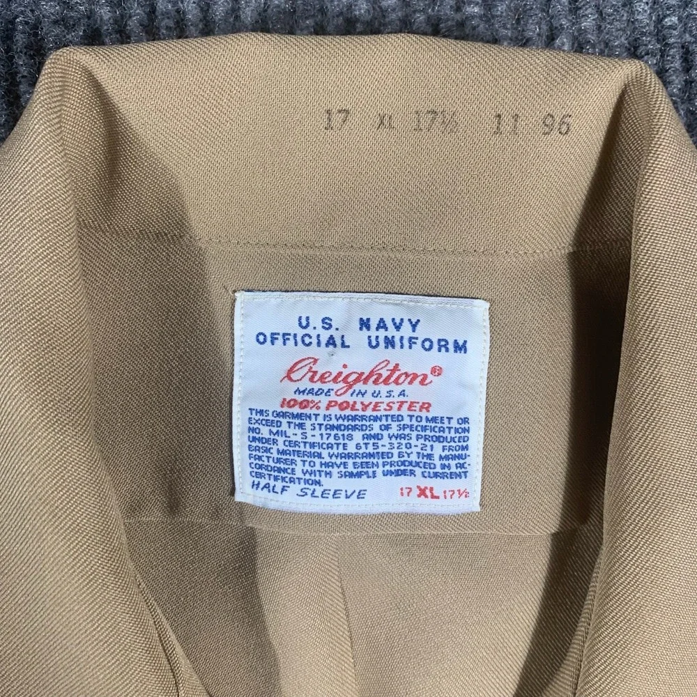 VTG Patriot Shirt‎ Mens XL Beige Button Up Weintraub Military Navy Vietnam War
